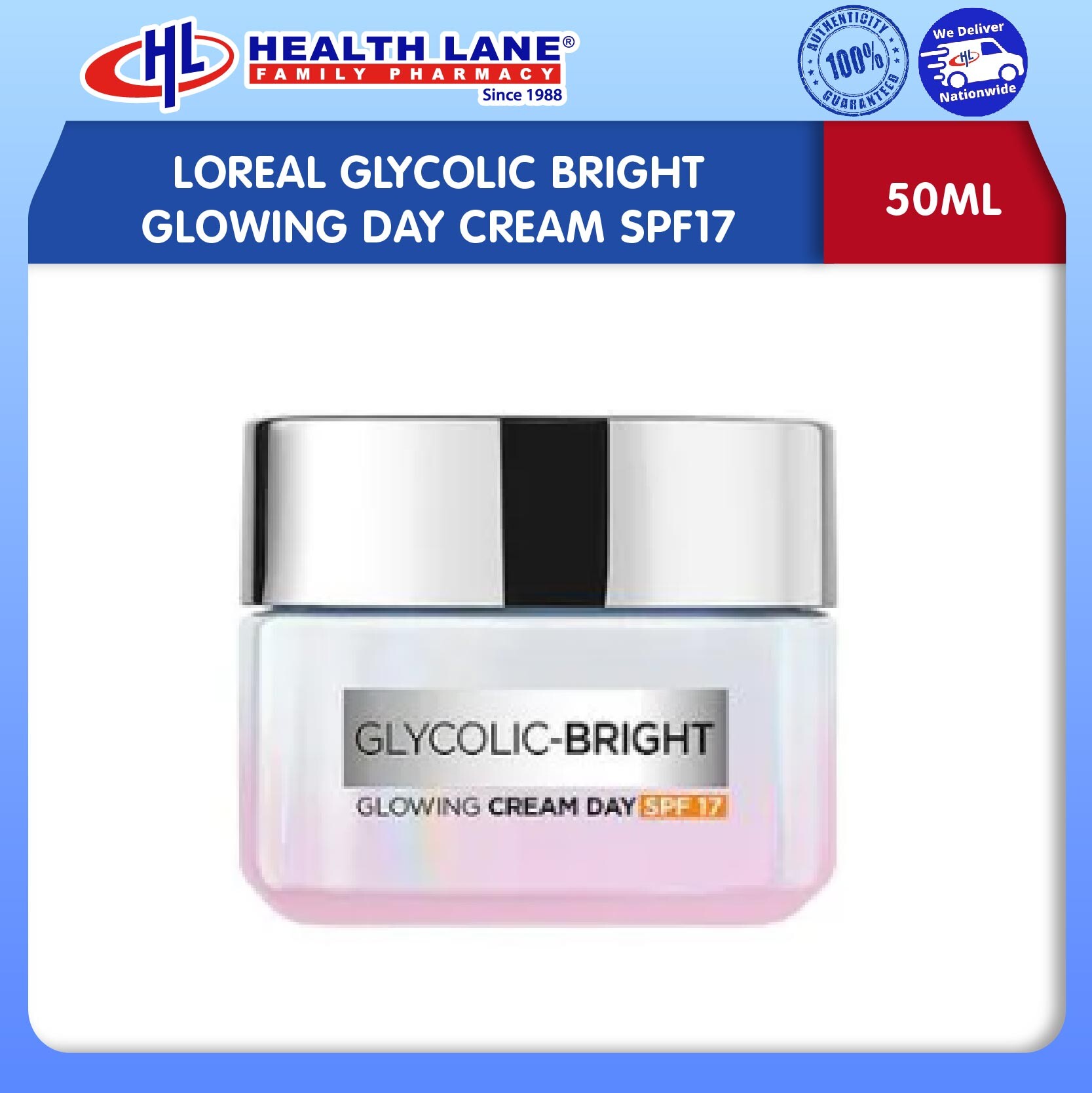 LOREAL GLYCOLIC BRIGHT GLOWING DAY KRIM SPF17 (50ML)